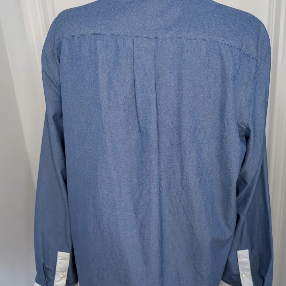 J. Crew Marie Marot Women's Blue Blouse with White Collar - Picture 7 of 10